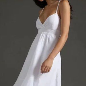White V-Neck Tiered Bubble Hem Dress